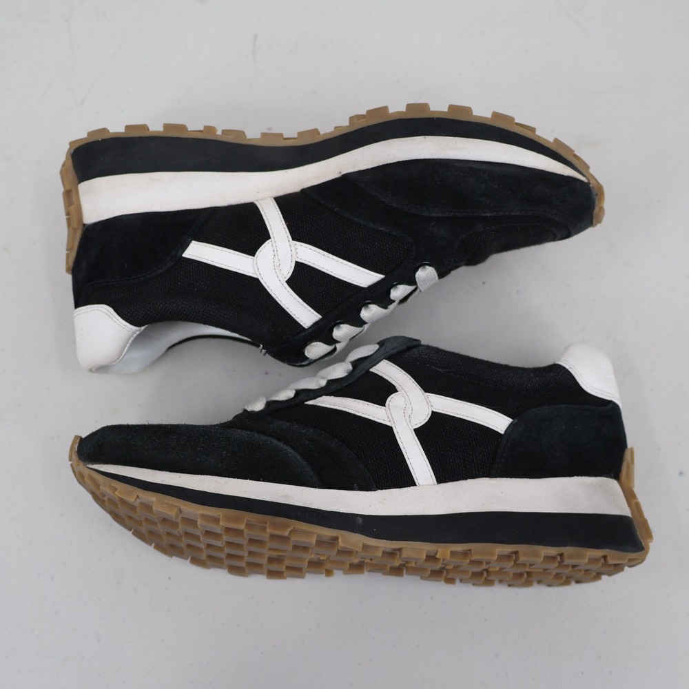 Veronica Beard Dash Sneaker Women 7 Black White Suede Canvas Platform Streetwear - Picture 15 of 16